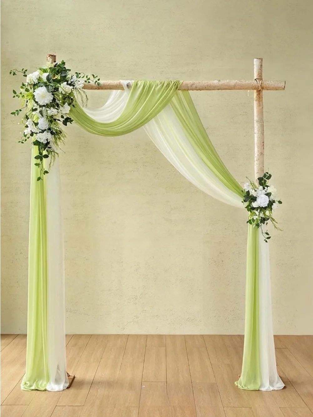 Ling's moment Spring Wedding Arch Flowers Kit White Lily & Olive with Drapes